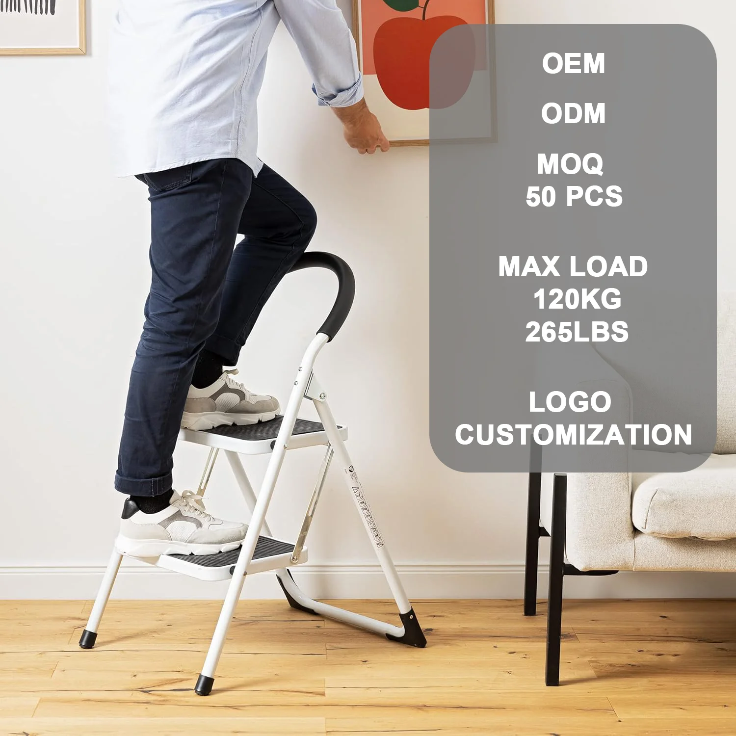 Wholesale Steel Ladder Foldable House Use Purpose Steel Ladder Step Ladder Space Saving Household For Sale