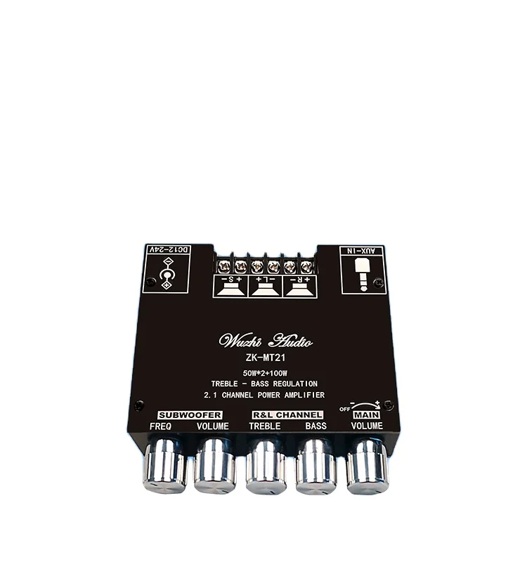 ZK-MT21 Bt 5.0 Subwoofer Amplifier Board 50WX2+100W 2.1 Channel Power Audio Stereo Amplifier Tone Board Bass AMP AUX
