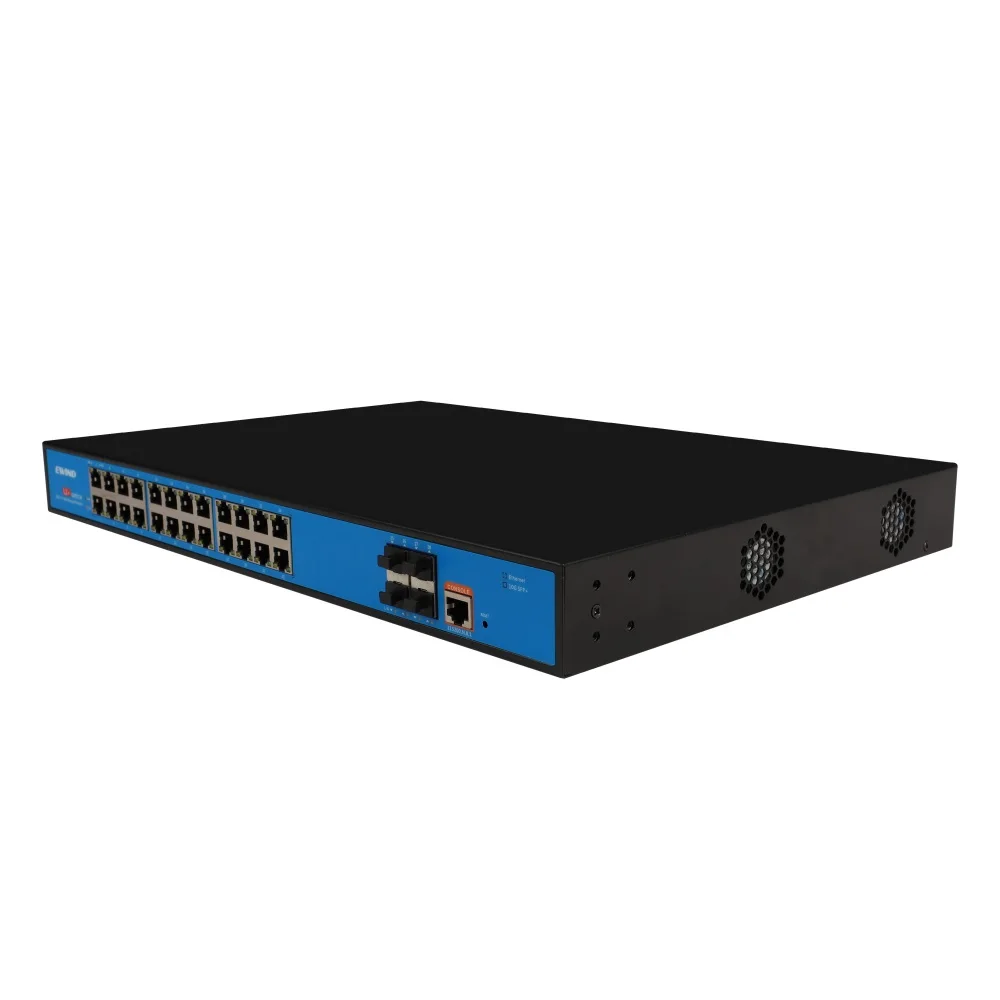 24 ports Network Switch Layer 3 Managed Ethernet Switch with 10G Uplink Support IPv4/IPv6 soft routing function