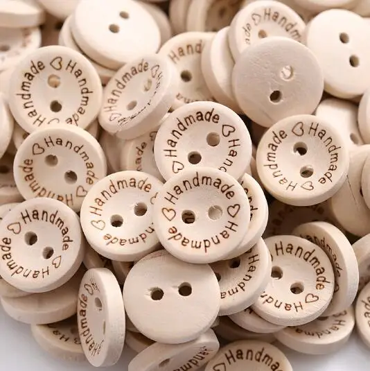 Custom four eyes thin edge wood log natural environmental protection wood buckle children DIY wood button