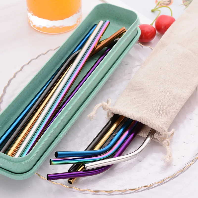 304 stainless steel reusable 6mm 8mm 12mm sliver metal straws
