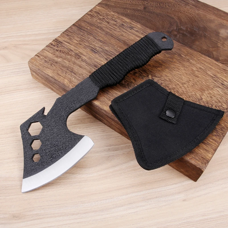 High quality steel tactical camping axe survival hand hatchet with fire starter rope on handle