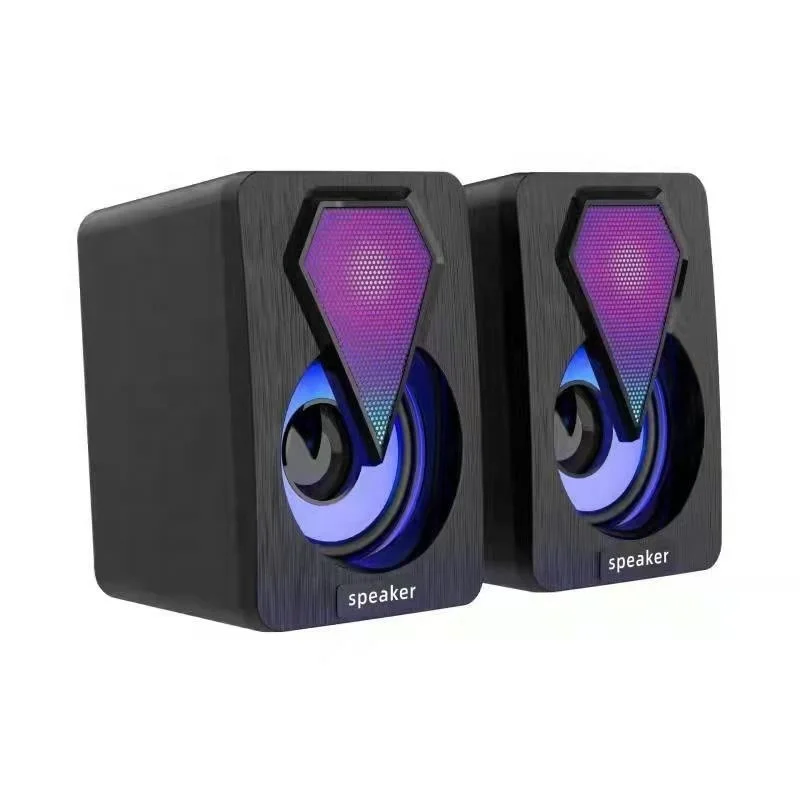 High Sound Quality USB 2.0 Mini Desktop Home Office Subwoofer Multimedia RGB Light Portable Computer Speaker for Gaming Notebook