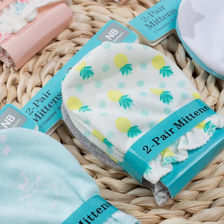 Возможность комбинировать дизайн цвет хлопчатобумажные гольфы для новорожденных детские перчатки от 0 до 3 месяцев, Не оставляющий царапин варежки для малышей