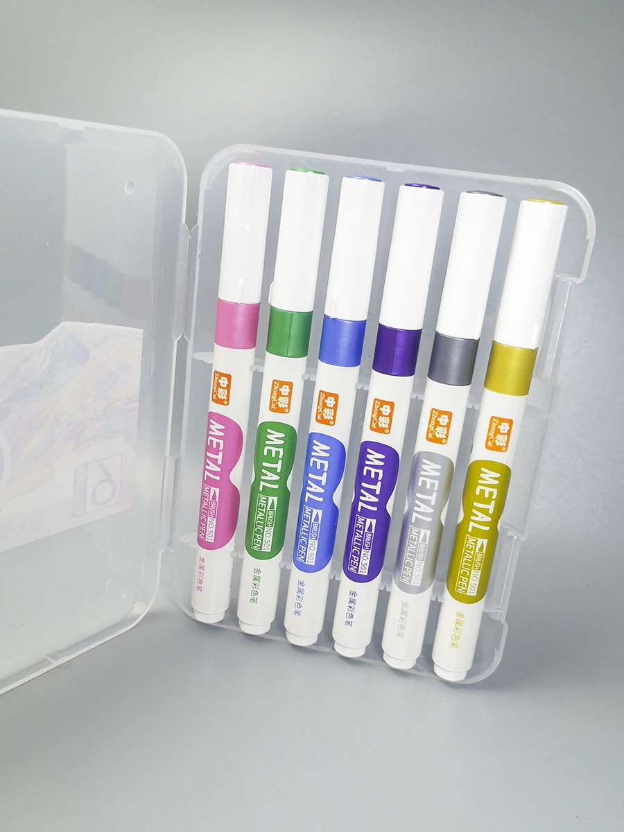 brush paint metallic marker pens in different suface