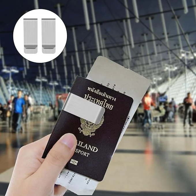 Stainless Steel Money Clips Metal Wallet Slim Cash Clip Silver Credit Card Bill Holder for Men and Women