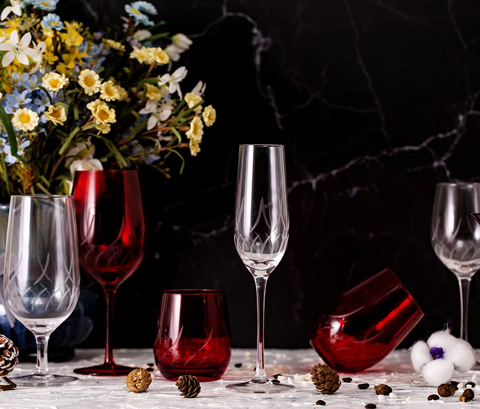 Персонализированный дизайн Хрустальный Бокал для вина с линиями ручного