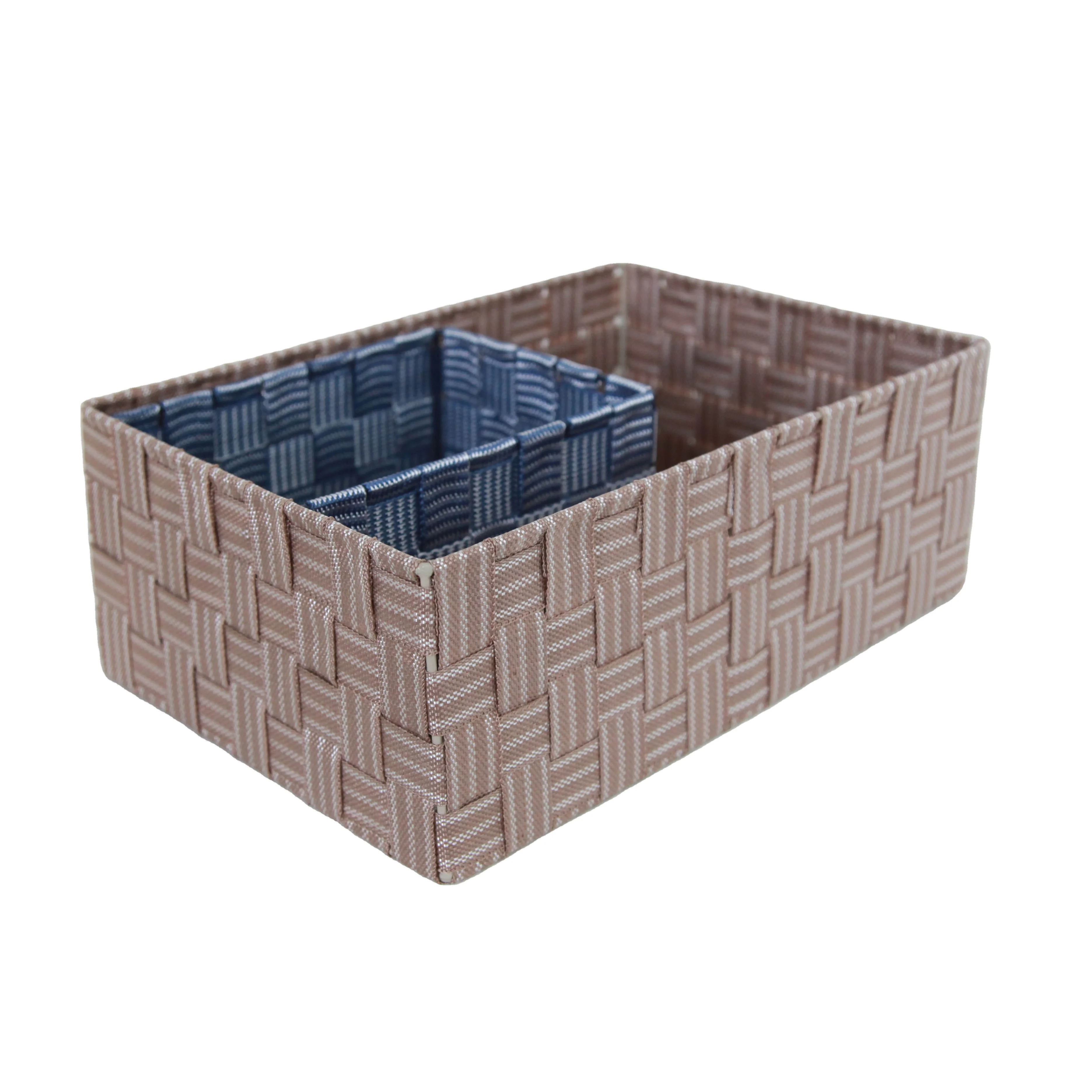
Hot selling hand woven table top retangle fabric storage basket bins waterproof 
