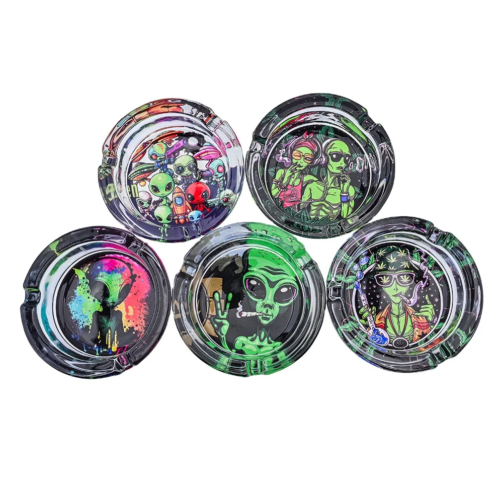 New Alien Glass Ashtray Cartoon Personalized Crystal Creative Alien Portable Ashtray