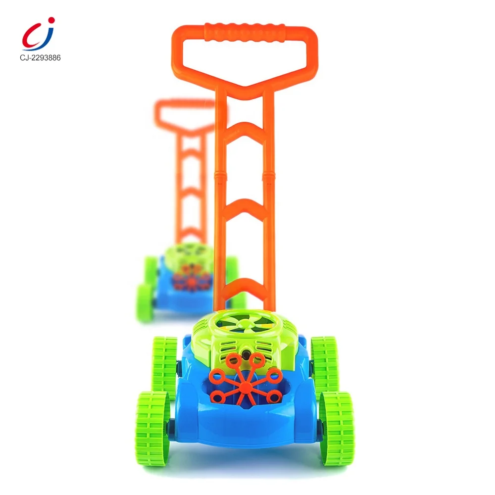 Chengji lawn mower bubble machine toy kids walker summer outdoor playing electric music blowing bubble lawn mower toddler toys