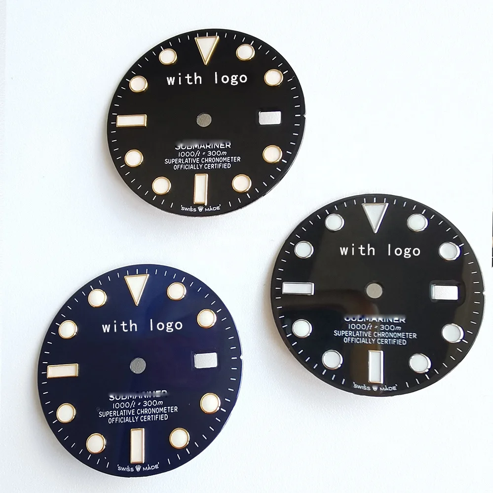 VANBAOL factory watch parts made black dial for  VR3235 movement 126610 blue lumen sub 41mm