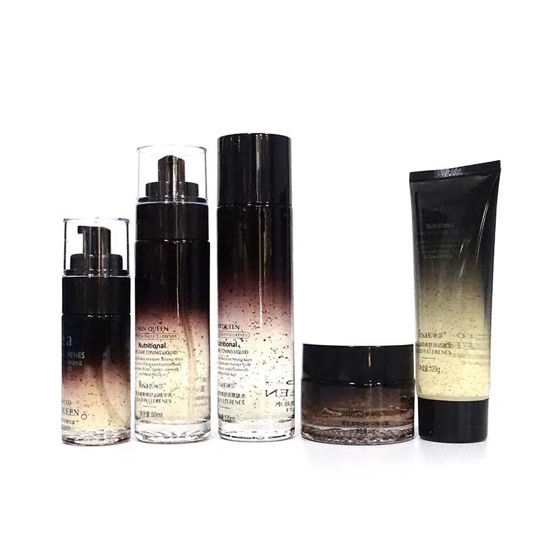 luxury cosmetic glass mist press spray bottle 30ml 50ml 1 Ounce black glass lotion pump bottle with black sprayer