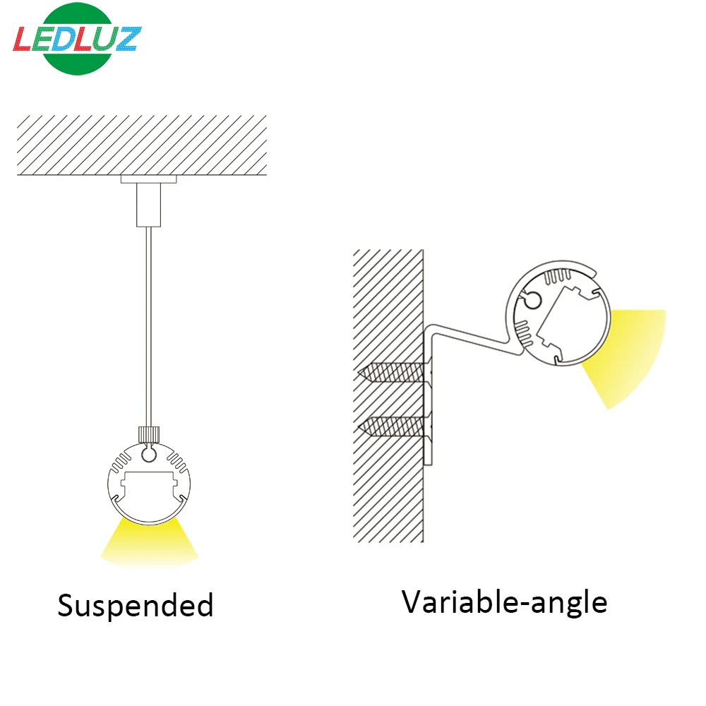 LEDLUZ LED Aluminum Profiles for Linear Light Pendant for Office Housing