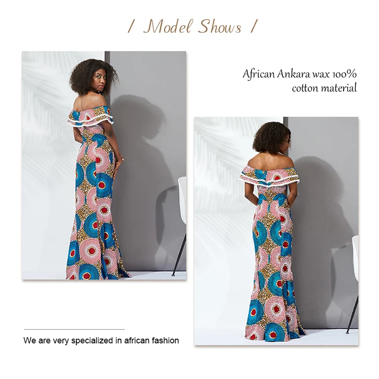 DH159 Women Casual African Dress Designs Floral Printed Maxi Dress Ladies Holiday Party Long Dress Plus Size Sundress