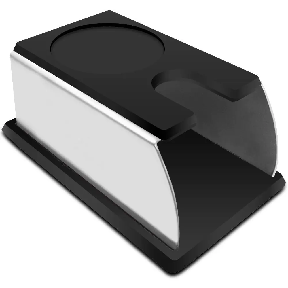 Stainless Steel Tamping Stand for Coffee Machine and Coffee Tamper Storage Base with Mat