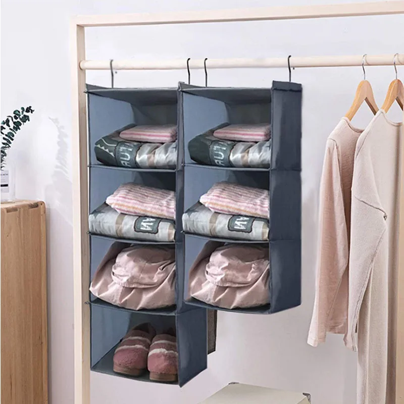 Fabric Hanging Closet Shelves Organizer, Collapsible Closet Organizers and Storage Organization