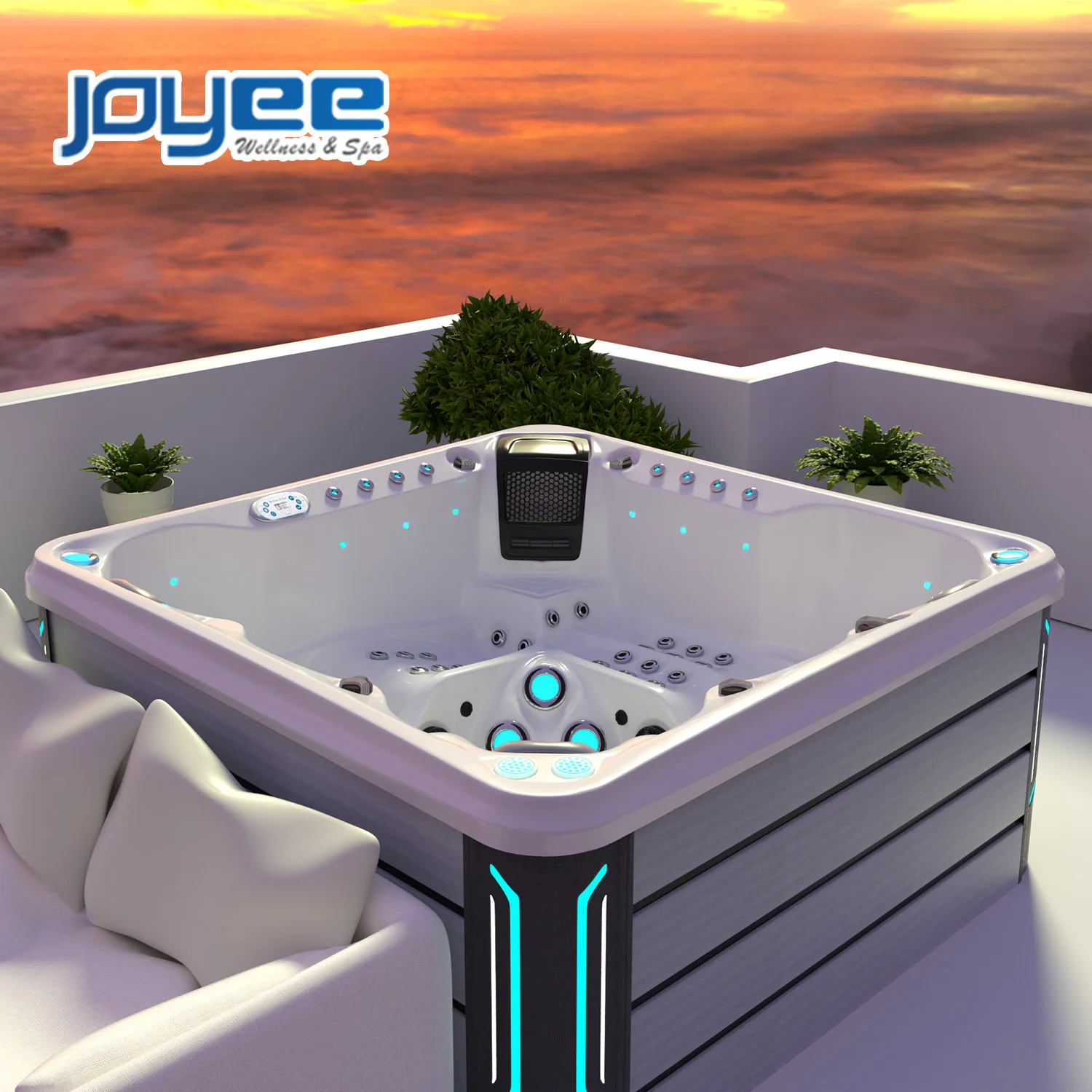 JOYEE 5 Persons Embedded Hot tub Bath Tube Big SPA Massage Outdoor Swim Spa Pool Outdoor Modern For Smart Controlled