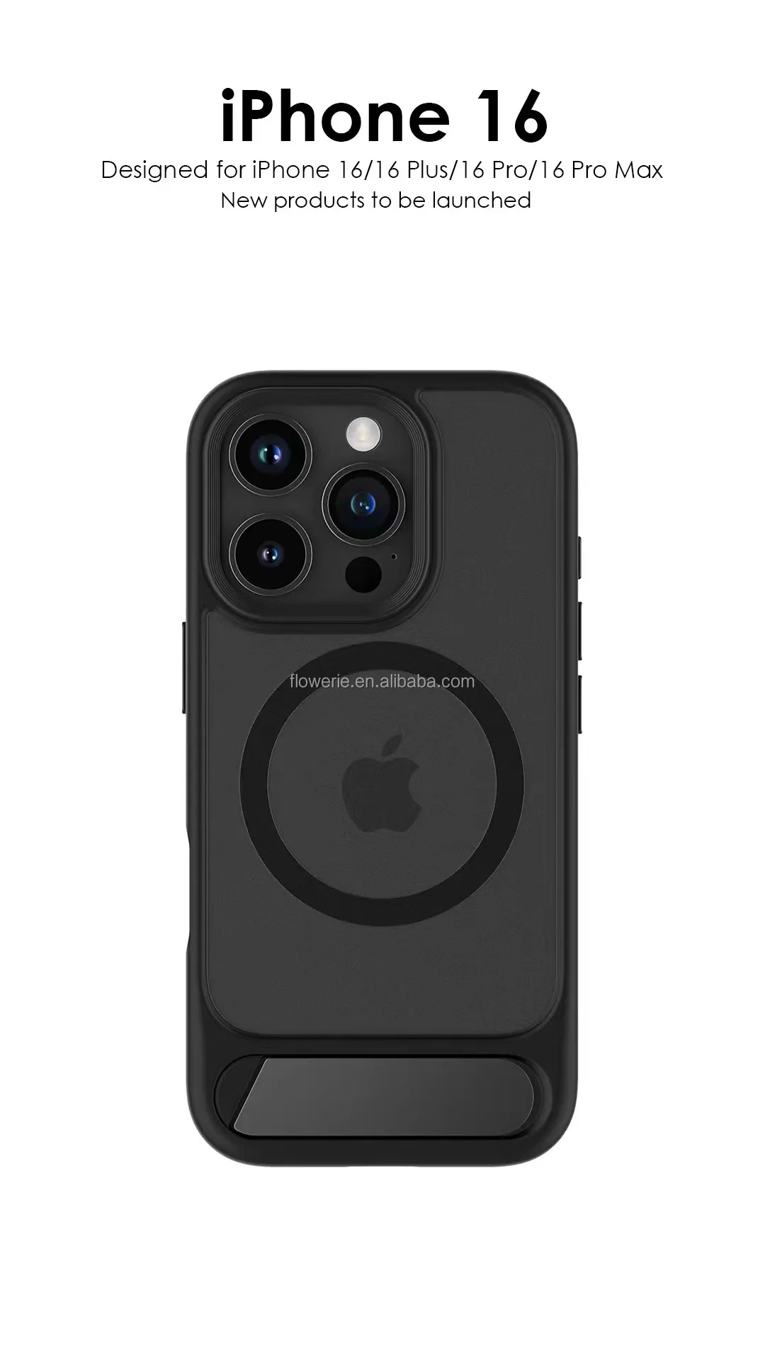 Desert gold transparent back TPU PC Combo Metal Stand holder Shockproof Matte Phone Case Luxury Cover for iPhone 16 Pro Max