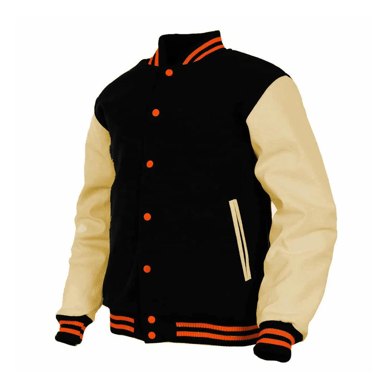 Wholesales Men Solid Baseball  Varsity Jacket/ College Letterman Jacket In High Quality