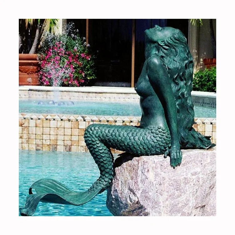 Outdoor Decoration Antique Statues Life Size Cast Bronze Brass Mermaid Statue Sculpture Water Fountain For Sale