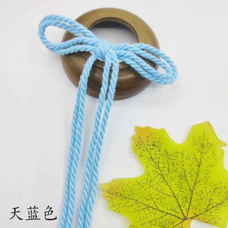 Wholesale Colourful 2.5MM Cotton Braided 3 Strand Twisted Cord Drawstring rope