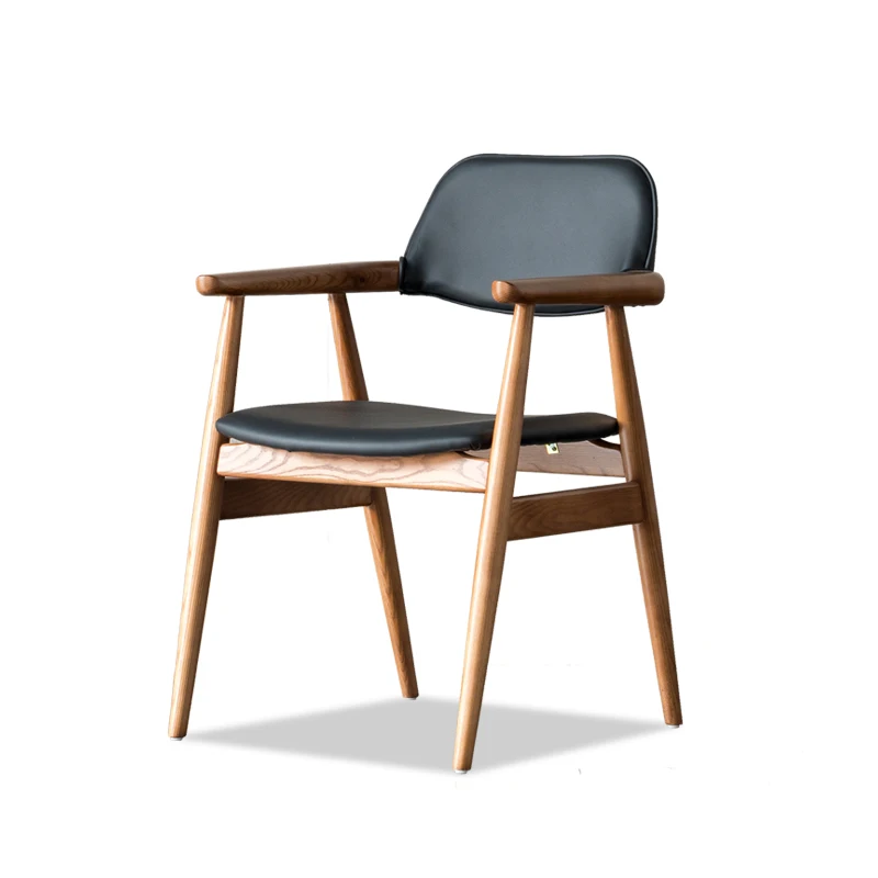 LL-TPZ027 Modern armrest solid wood dining chair PU/Leather coffee chair Hotel Home furniture household chairs
