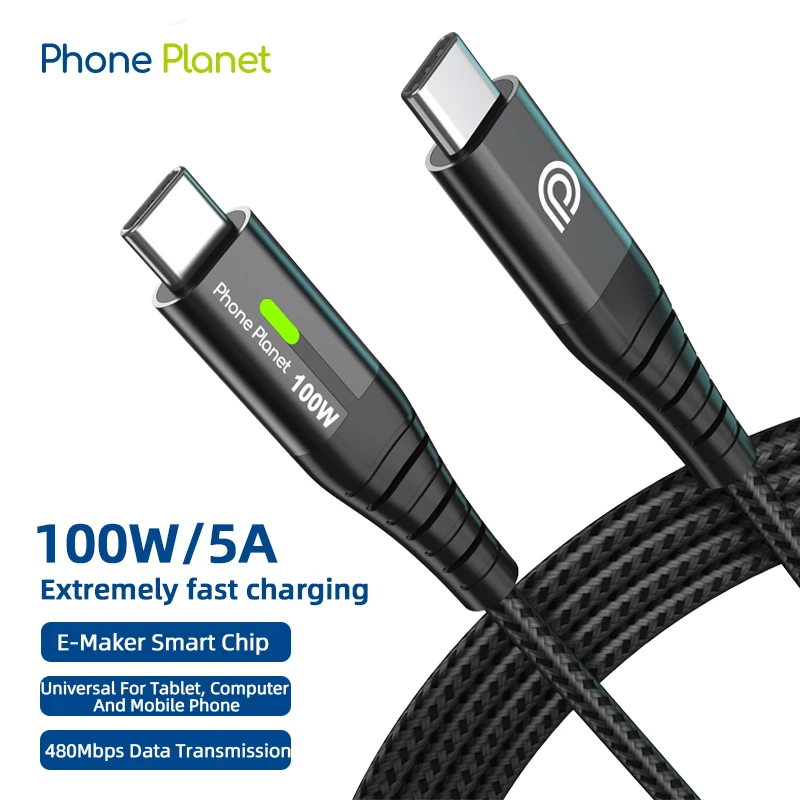Custom 100W PD 5A QC 4.0 Fast Charging Type C to Type C Cable Nylon Braided Data Cable For Samsung Galaxy S22