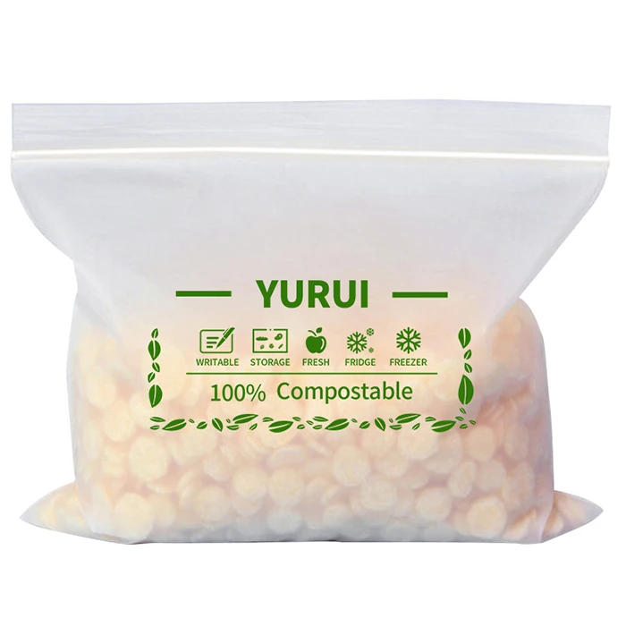 YURUI customizable eco-friendly Corn Starch Material Compostable 100% biodegradable fully degradable self sealing bags