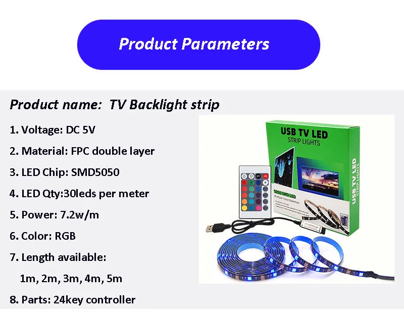 Водонепроницаемый 5 В 30 светодиодов RGB SMD5050 USB TV светодиодная подсветка для телевизора