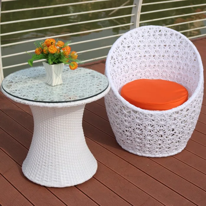 All Weather Cheap Balcony Modern Simple Leisure Combination Armchairs Outdoor Round Three Piece Chairs Rattan Table Chair Set