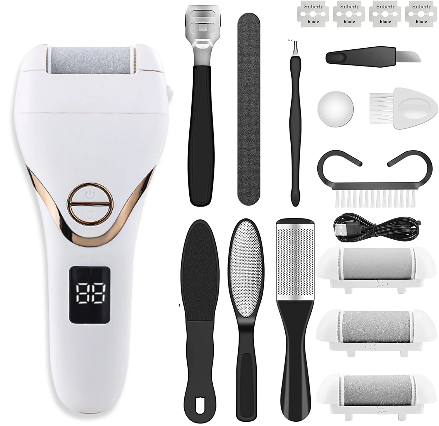 10pcs/set Waterproof Professional Foot File Pedicure Kit Tool Electric Feet Cracked Heels Dead Skin Scrubber Calluses Remover