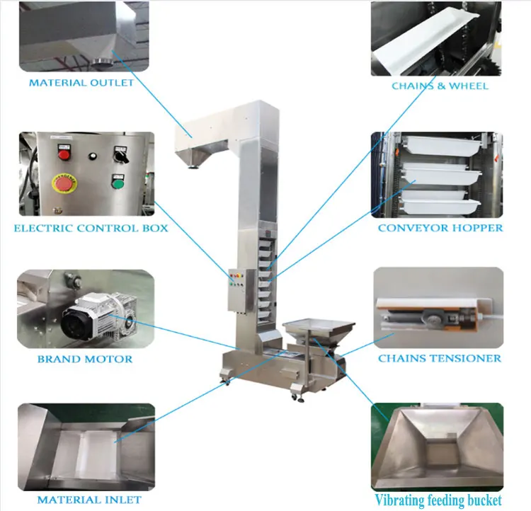 Hot Selling Egypt Granule Food Z Shaped Bucket Conveyor Vertical Lift Conveyor With Video Technical Support