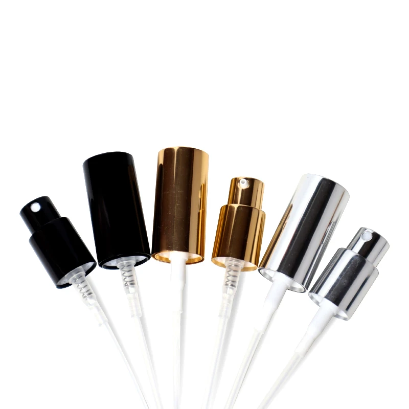 Mist sprayer 18/410 black Gold or Silver shiny aluminium mist sprayer   perfume spray pump