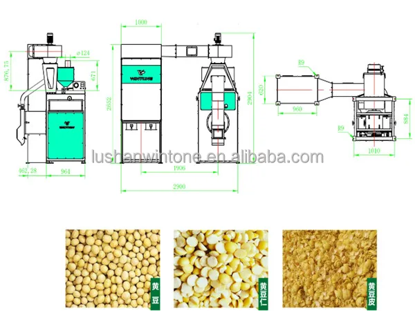 Compact soybean pigeon pea broad bean peeling machine hot sale blabk gram dehulling machine with competitive price