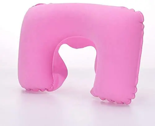 Custom printed logo U Shape Neck Back Air Cushion Pillow Outdoor Camping Travel Inflatable Pillow