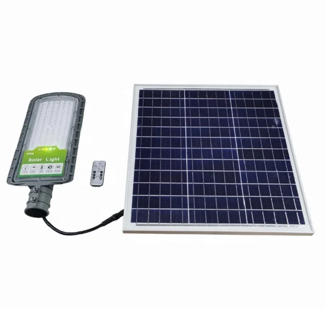 led road light LED solar half split all in two street lights solar cells pole lithium battery with remote control