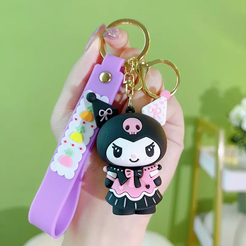 Wholesale Sanrio Kuromi Melody Cinnamoroll keychains Cute 3D Sakura Kuromi keychains keyrings for gifts