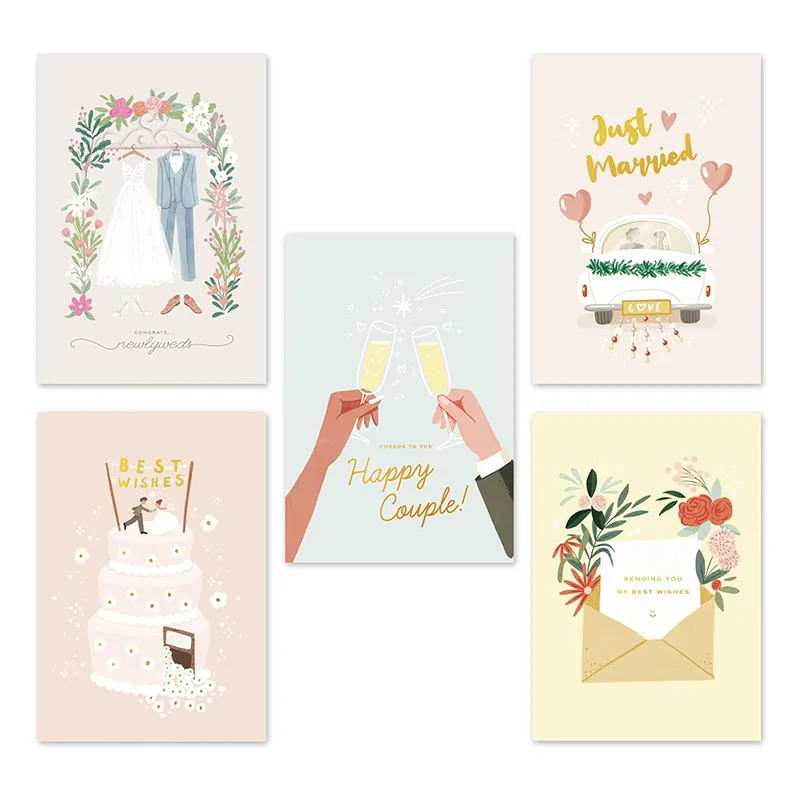 Manufacturer Custom Wedding Cards for the Bride and Groom with Envelopes Blank Notes for Wedding Card Designs with  Gold Foil