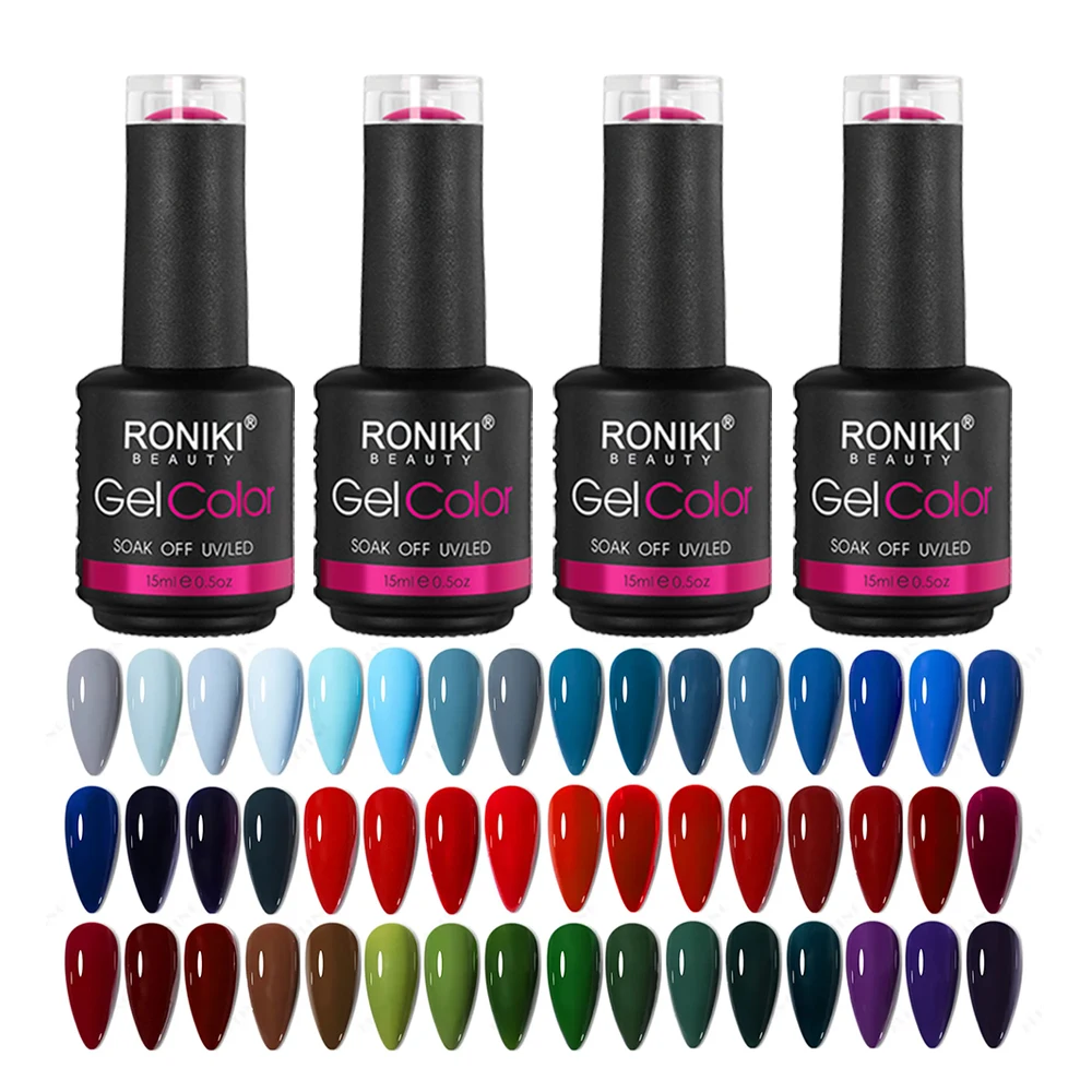 RONIKI 15ml OEM Private Label Pure/glitter Color Long Lasting Vernis Semi Permanent Uv Led very good Nail Gel Polish