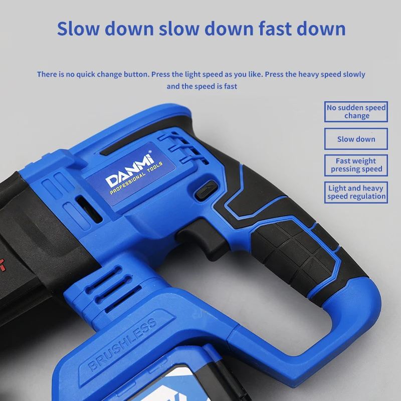 Brushless impact Lithium-Ion rotary hammer Rechargeable power hammer for 20V 22MM 1400R/Min  Cordless battery hammer