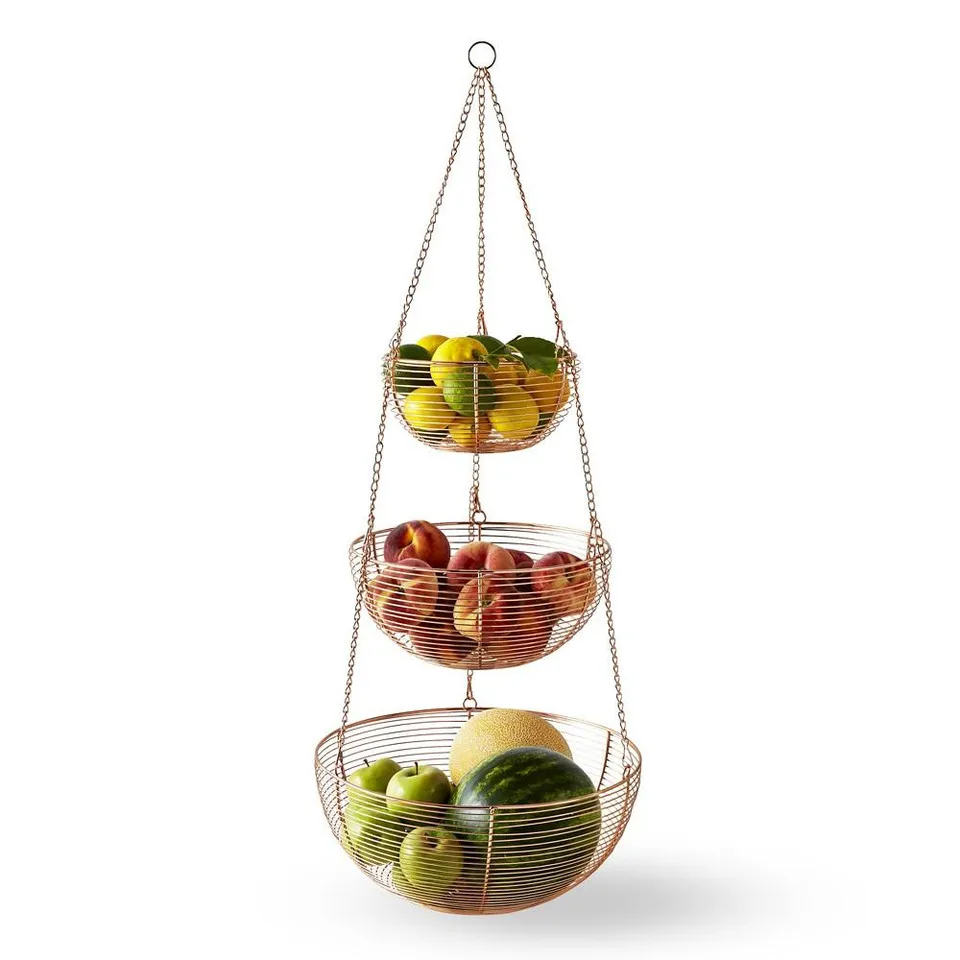 High Quality 2 Tier Metal Wire Basket For Vegetable Fruit Disassembly Fruit Basket