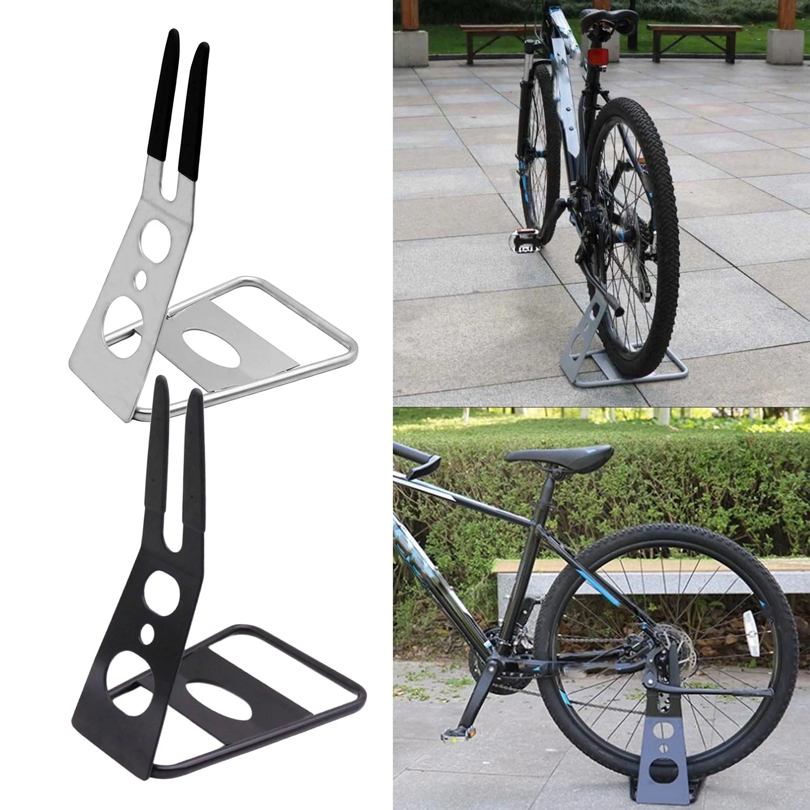 Solid Bicycle Parking Rack Floor Type Hub Mounted Floor Parking Stand for Mountain Road Bike Indoor Outdoor Bicycle Storage