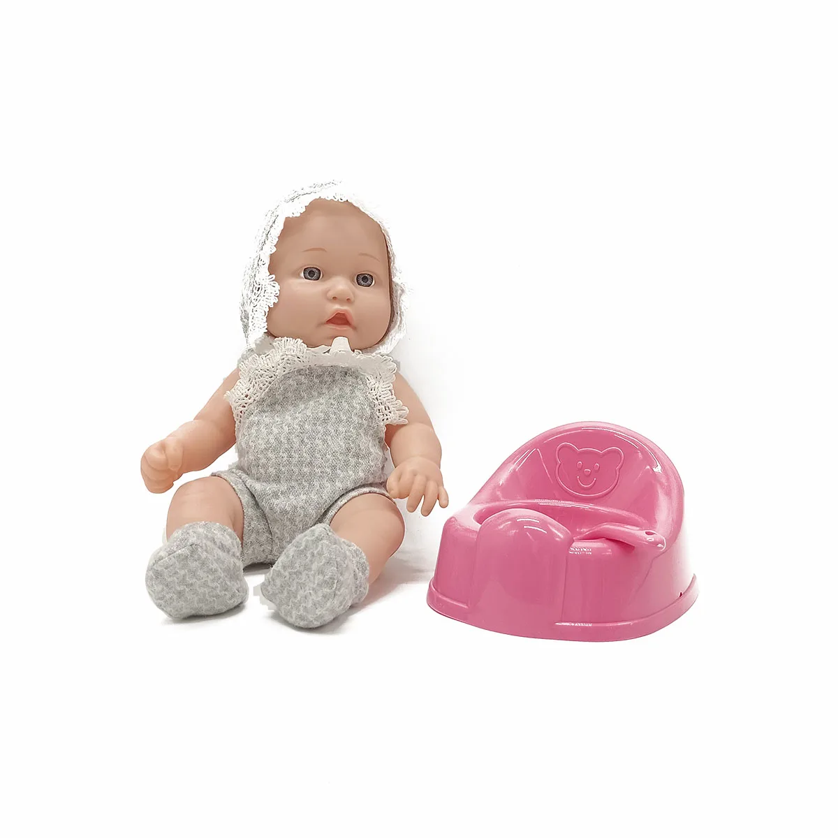 
Fashion Vinyl silicone baby dolls with milk bottle and bowl spoon 