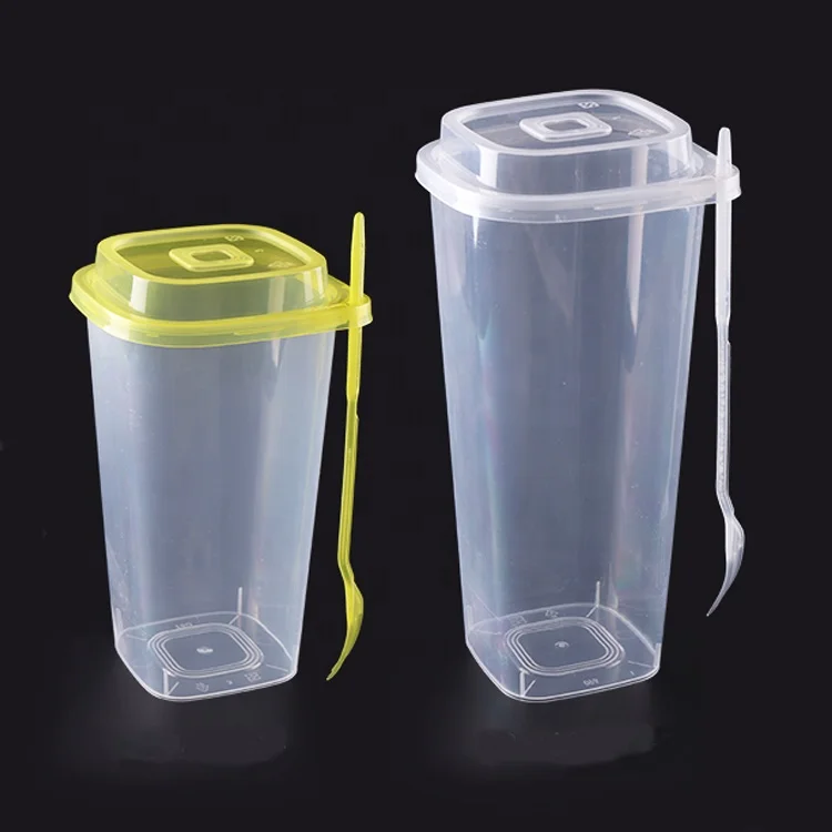 Креативные квадратные Пузырьковые чашки для молока и чая, литьевая форма, сильные настенные чашки для сока, одноразовые молочные чашки для чая с вилкой