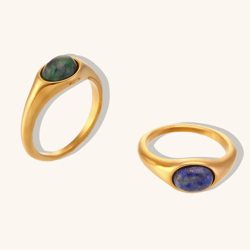 Waves Pearl Lapis Lazis Gemstones Y2K Colourful Zircon Abalone scales shell twill resin drop glue stainless steel gold rings