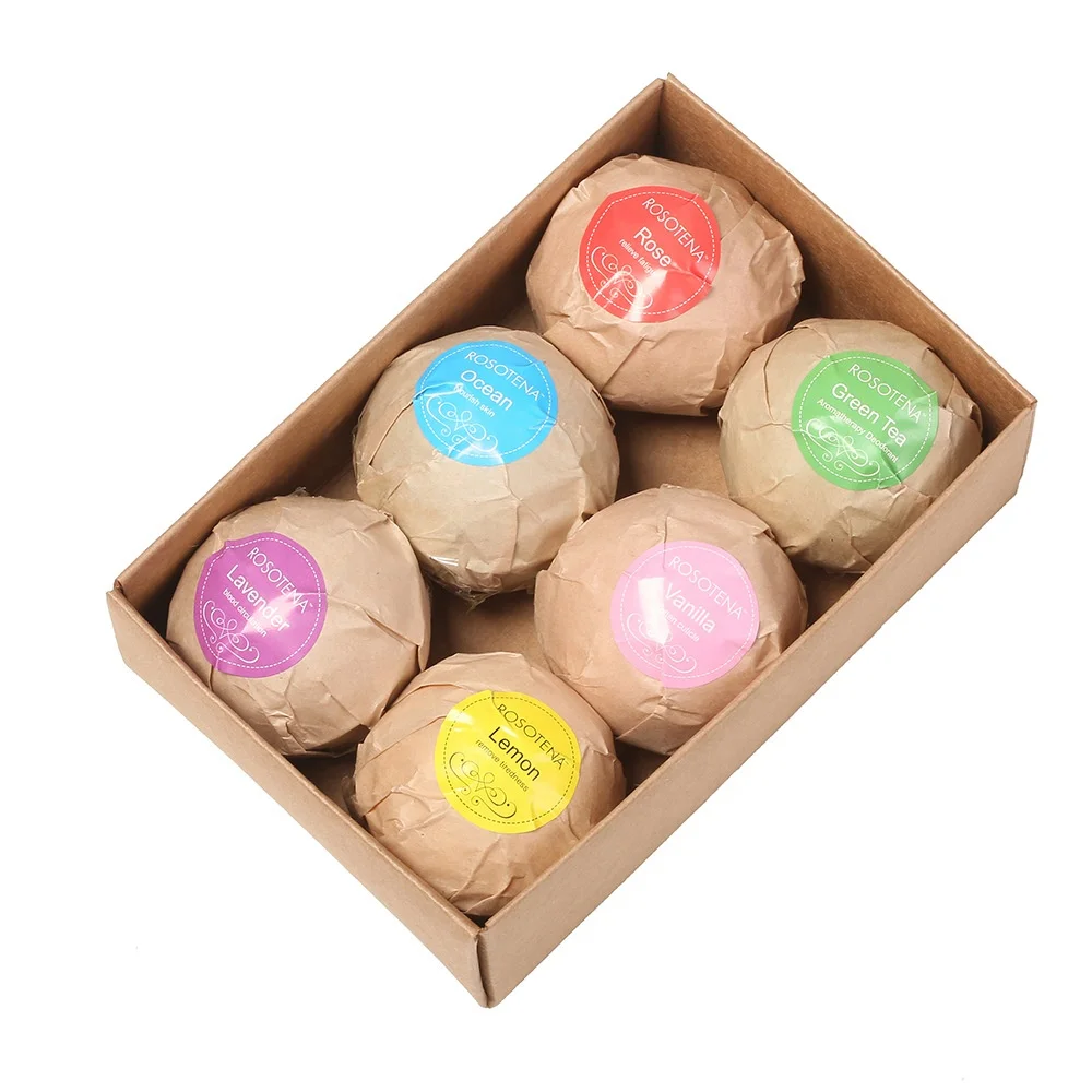 
Organic handmade private labels salt ball salt ball fizzy fizzies essential oil bath bomb gift set with box 
