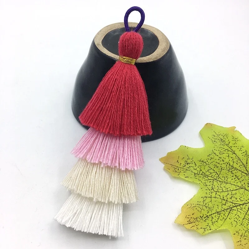 
Fashion charm color tassel multi-layer cotton tassel decoration diy keychain earrings ethnic style hanging custom tassel 