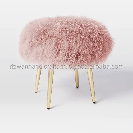 Mongolian Tibetan Lambswool Stool Supplier , ottomons,Mongolian Sheepskin Faux Stool With Lambs Wool
