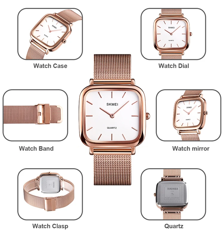 Skmei 1555 ladies stainless steel case back water resistant quartz watch