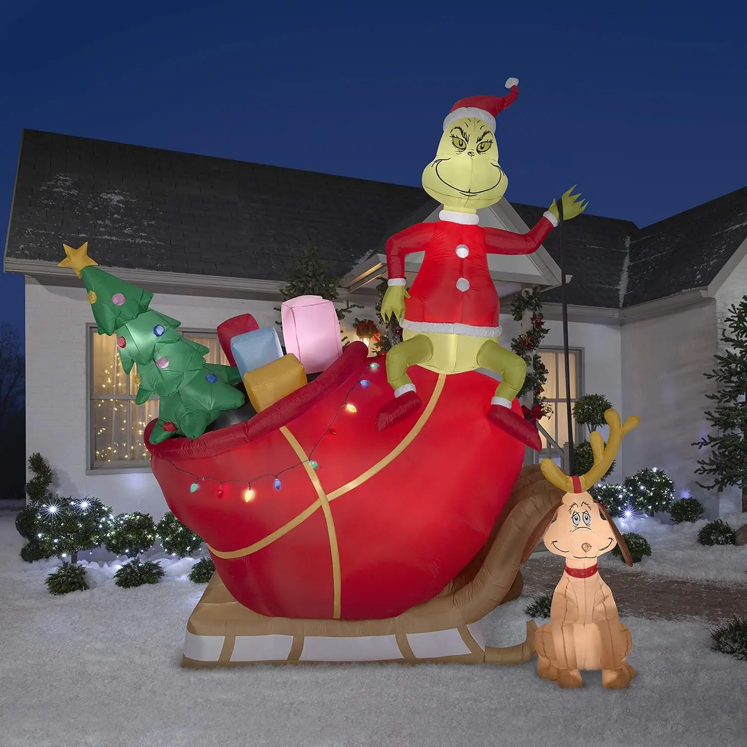70 inch Inflatable Grinch Christmas Decoration for Outdoor Yard and Holiday Party Display